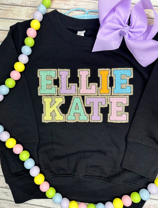 Faux Chenille Name Crewnecks