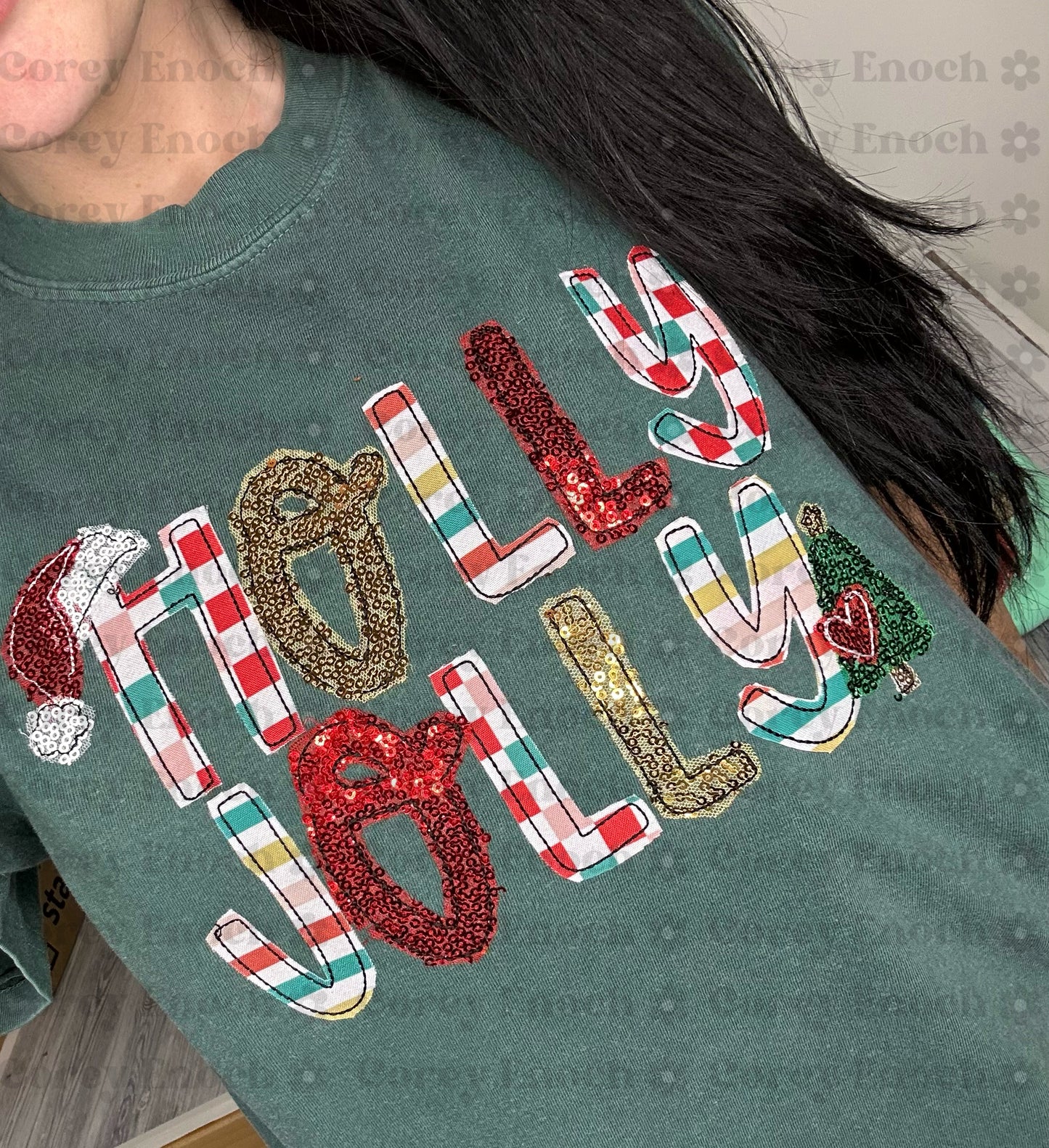 Holly Jolly Sequins Applique Tee