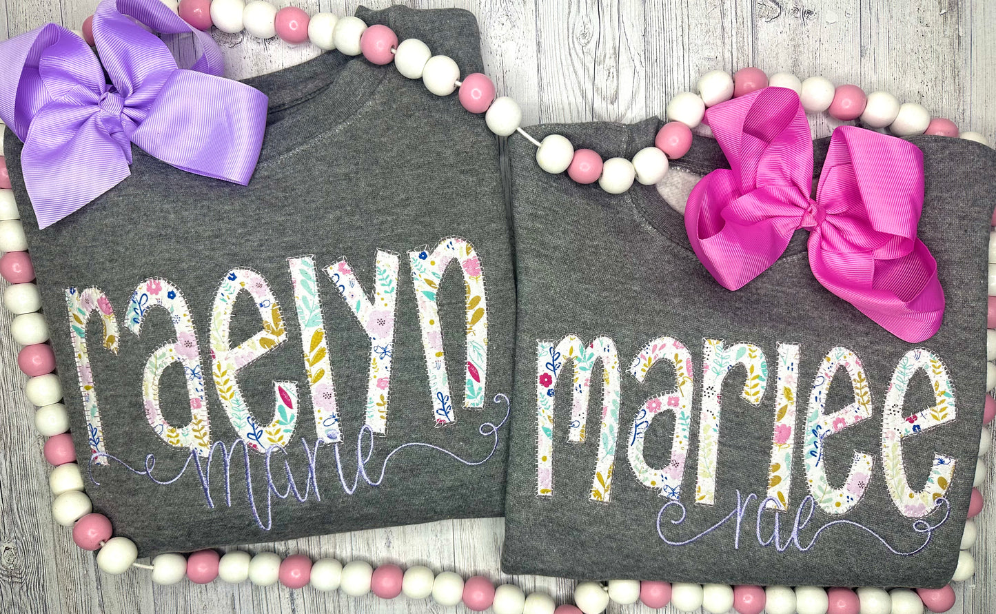 Blanket Stitch Appliqué Name Crewneck Sweatshirt