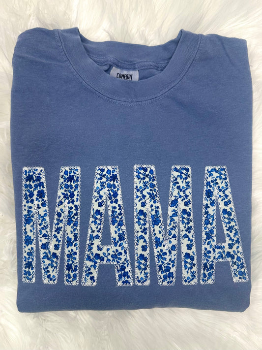 Blue Floral “Title” Tee
