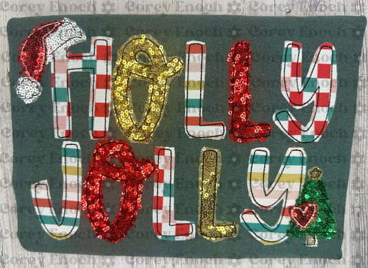 Holly Jolly Sequins Applique Tee