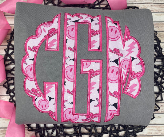 Pink Cowboy Monogram Tee