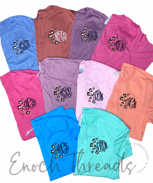 Leopard Monogram Frame Tee