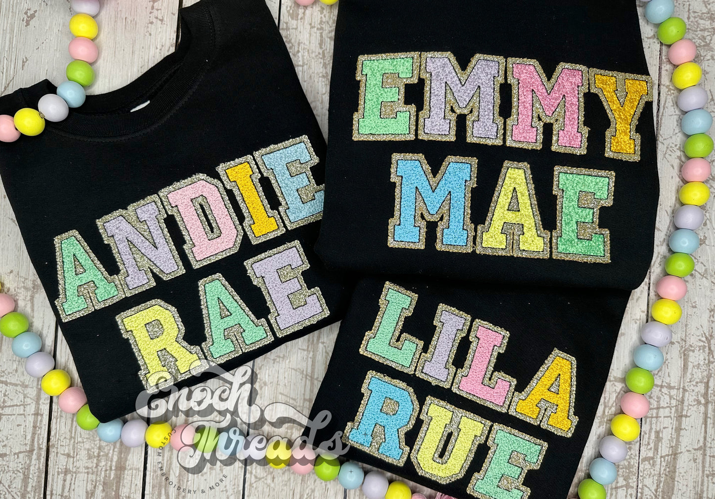 Faux Chenille Name Crewnecks