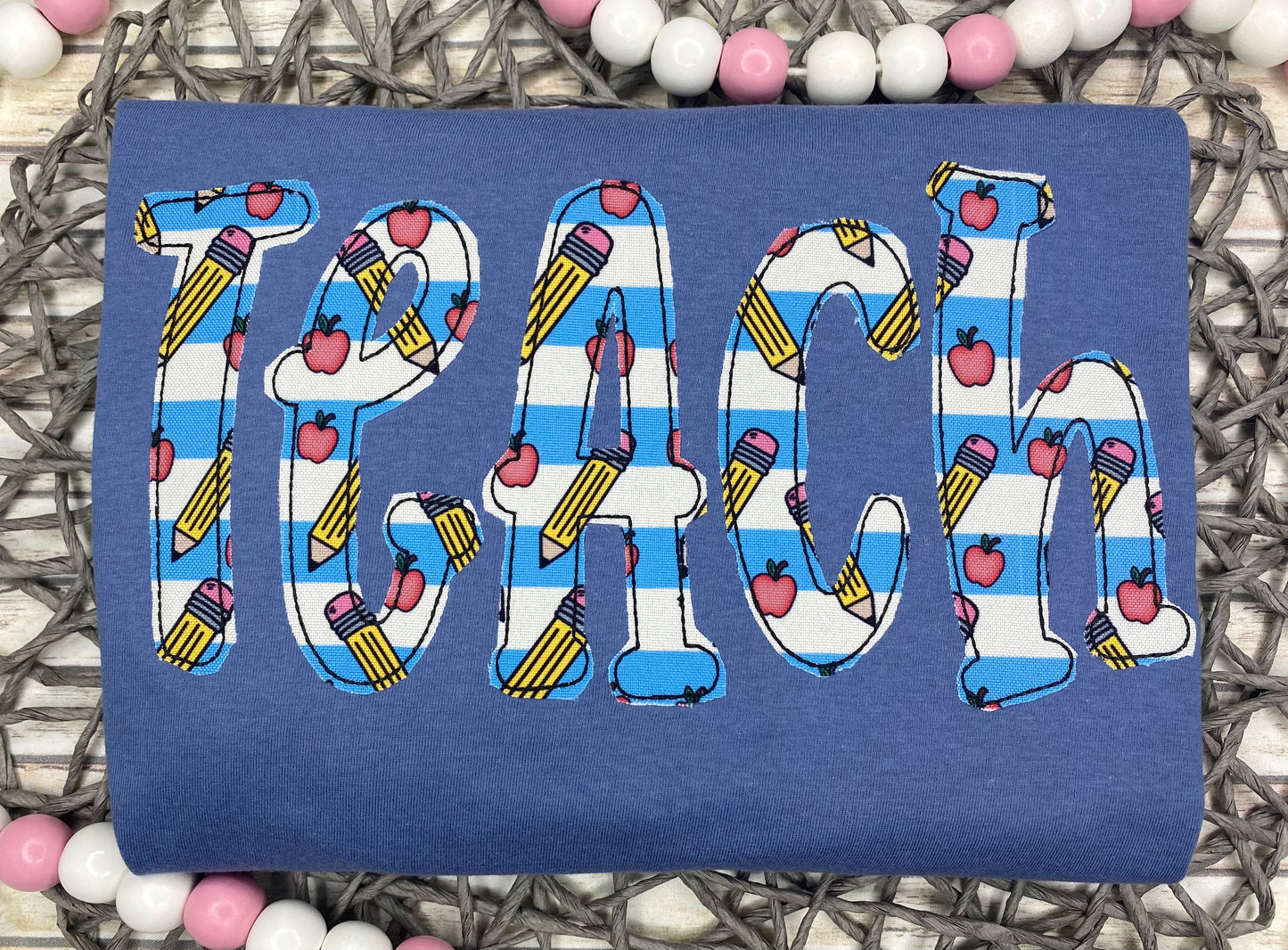 Teach Stripe Applique Tee